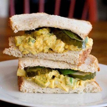 egg salad sandwich on plate