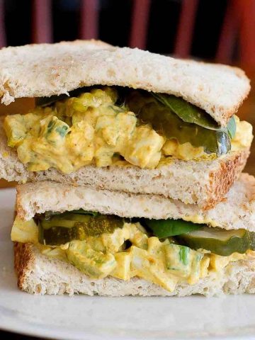 egg salad sandwich on plate