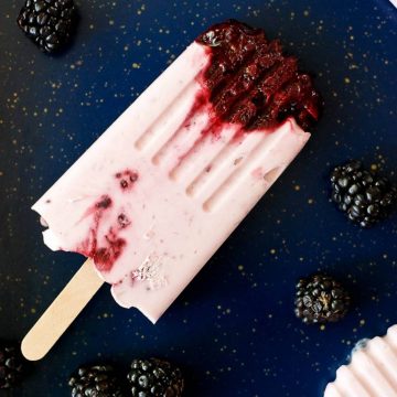 Blackberry Creamsicle on tray with blueberries