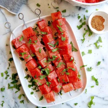 tajin watermelon on plate.