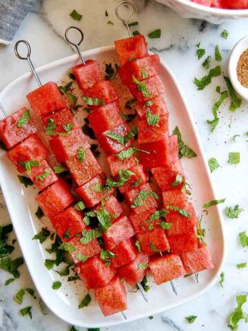 tajin watermelon on plate.