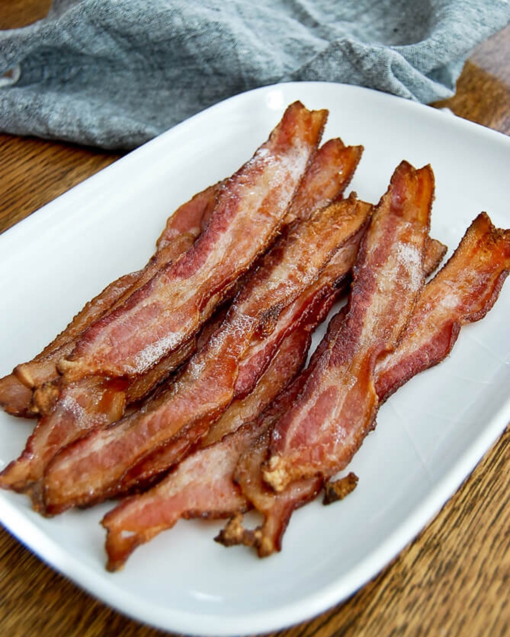 Oven Cooked Bacon On Serving Tray.