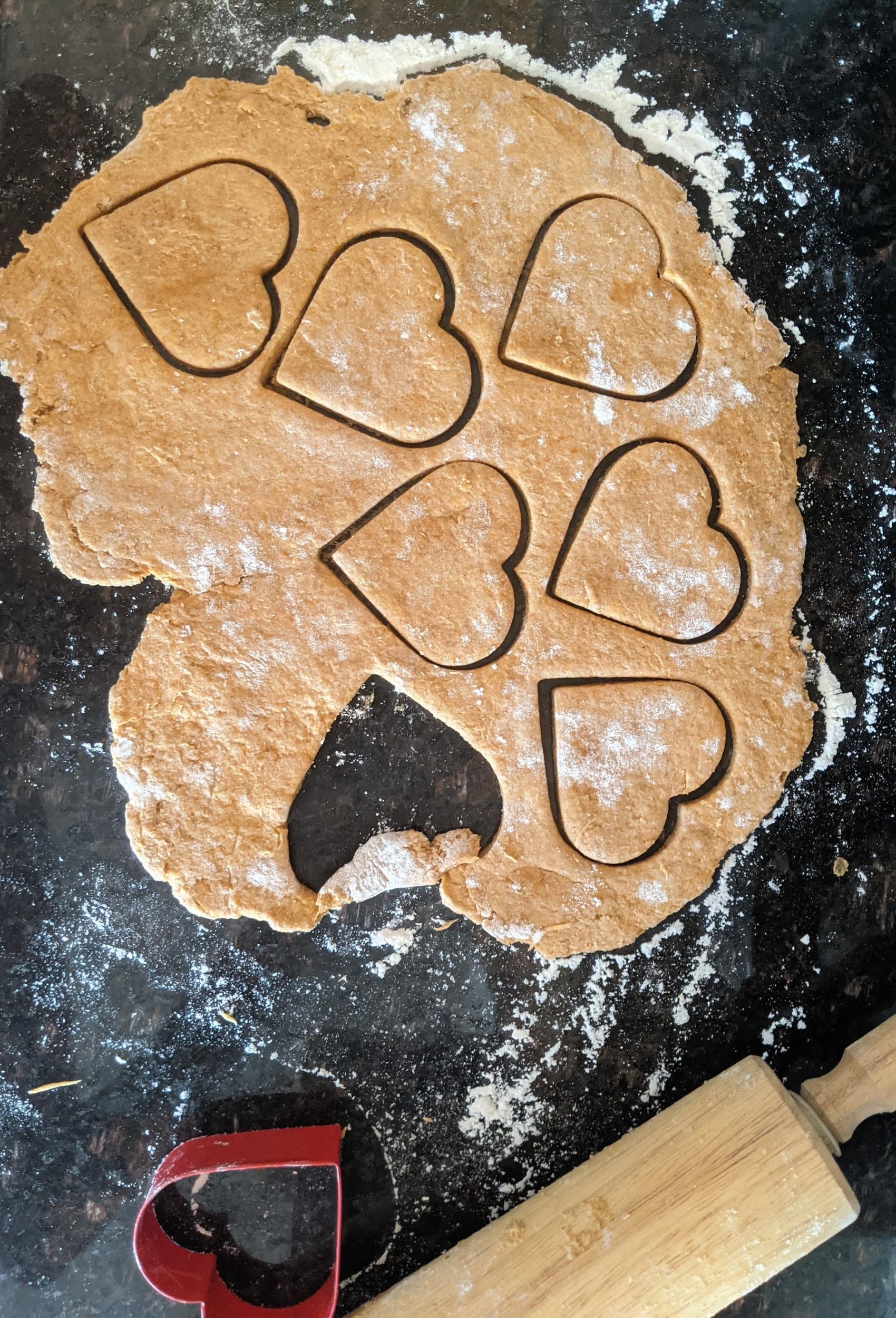 cut out peanut butter and pumpkin dog biscuits
