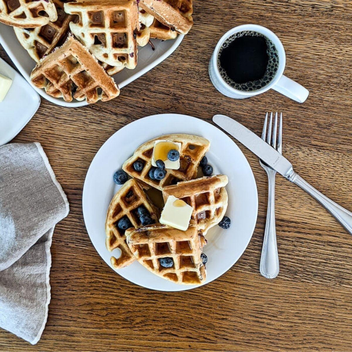 Crisp Fluffy Blueberry Waffles