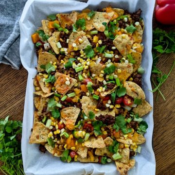 Sheet Pan Nachos On Table