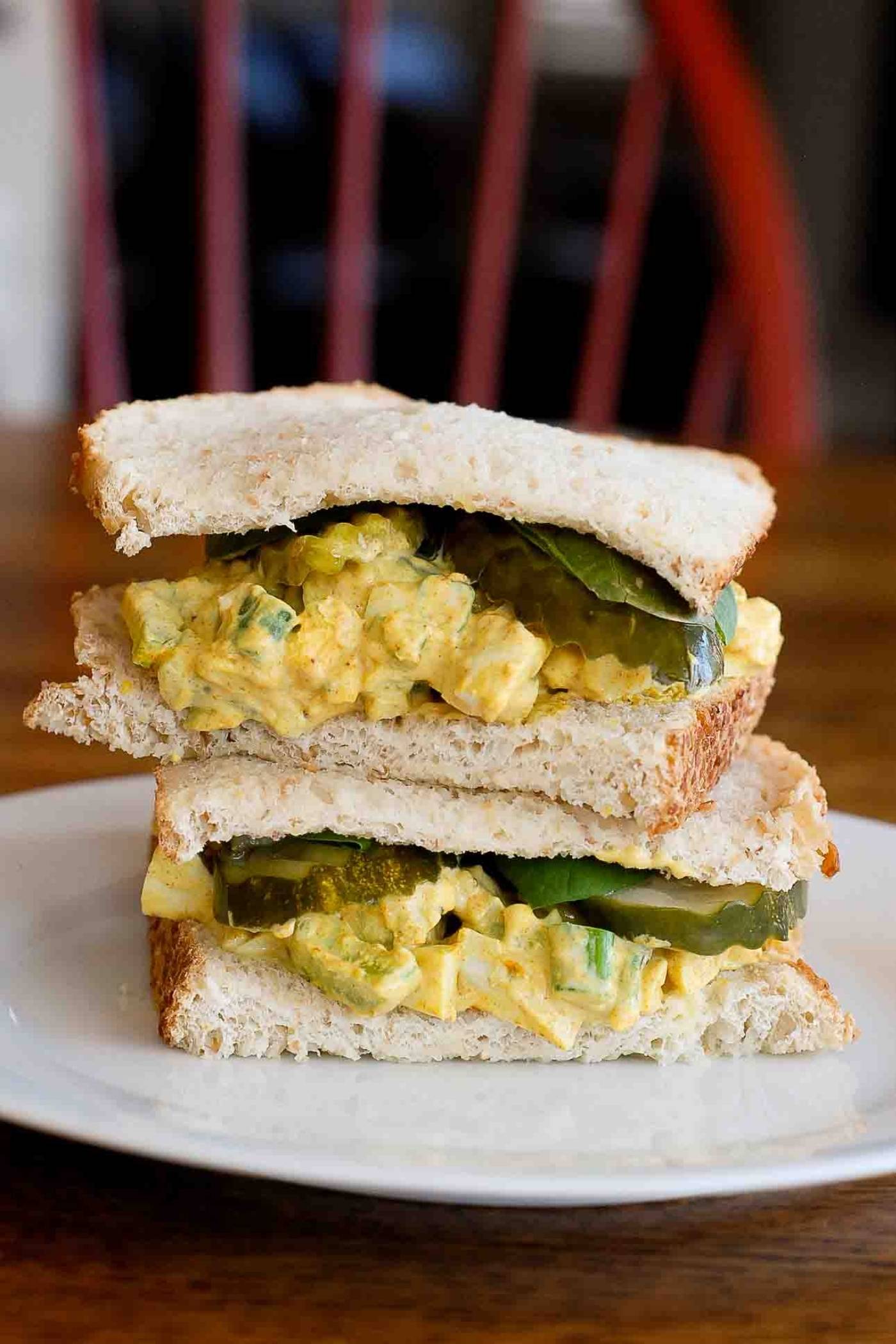 Egg Salad Sandwich on plate.