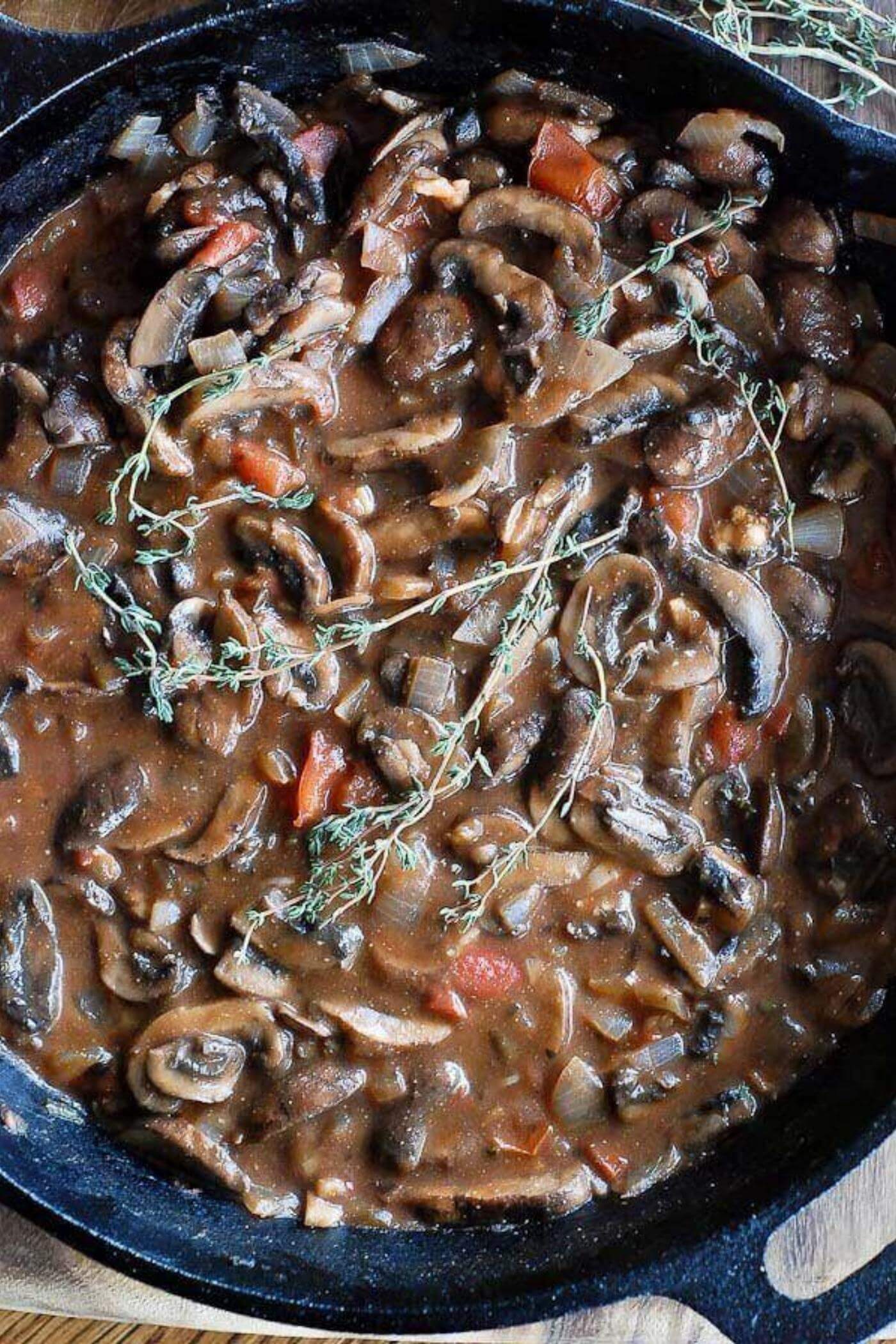 mushroom ragout close up.