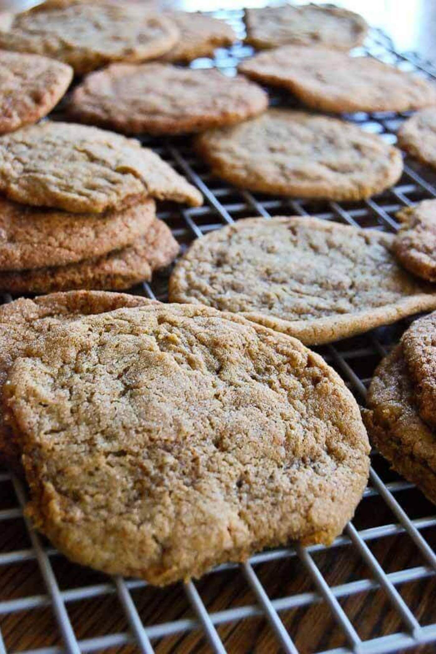 ginger cookies on cooling rack.