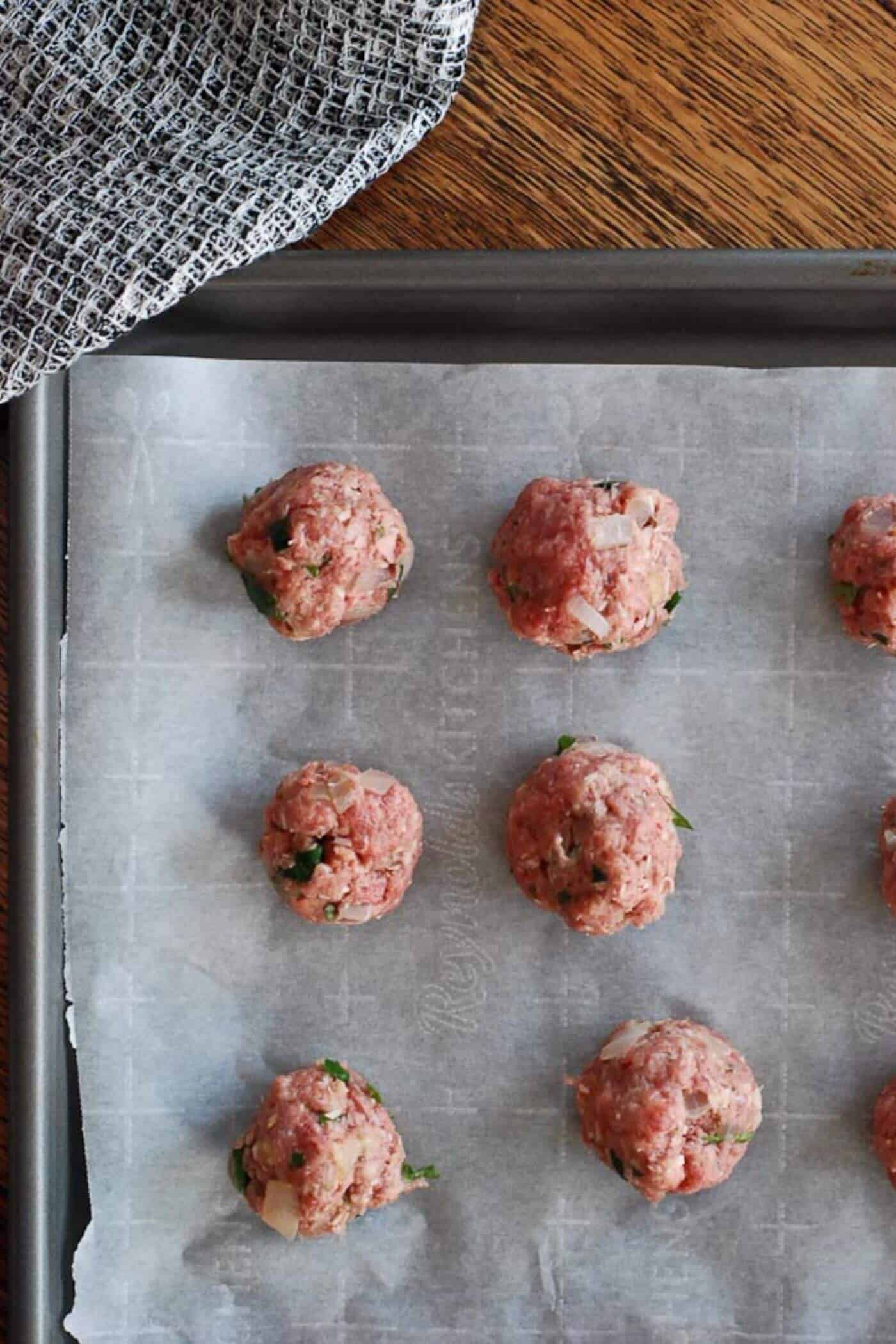 meatballs assembled before baking.