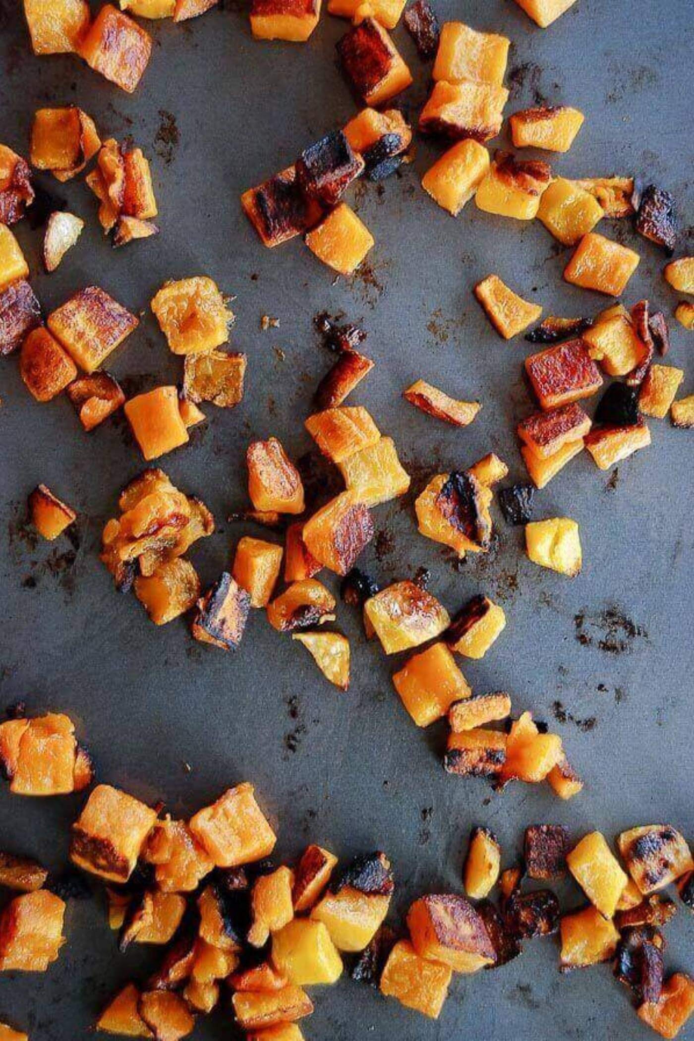roasted butternut squash cubes.
