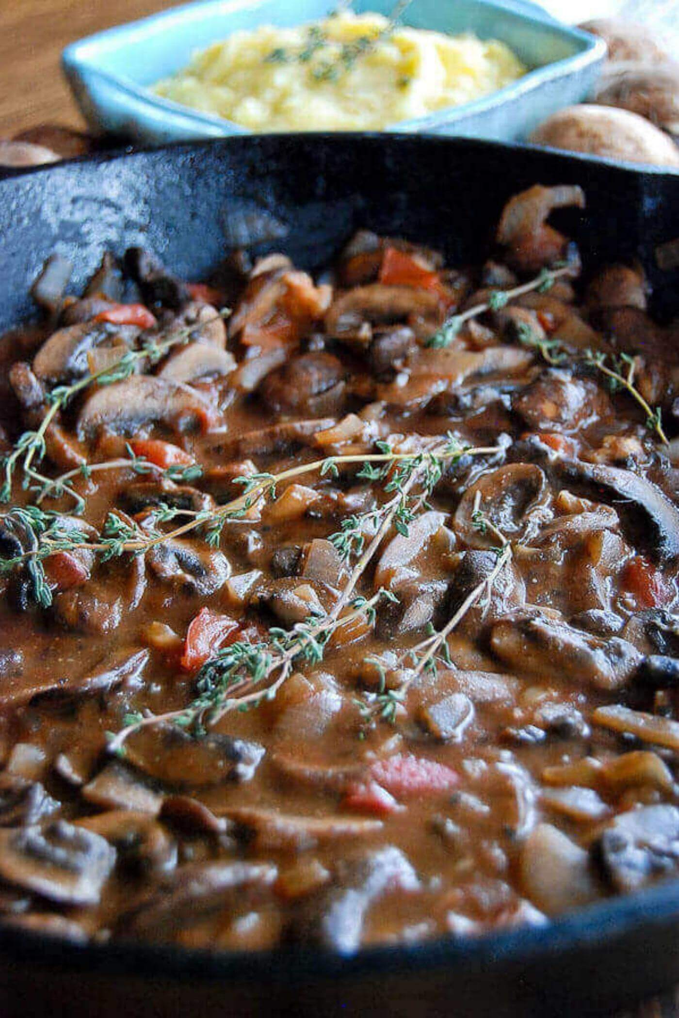 mushroom ragout close up.