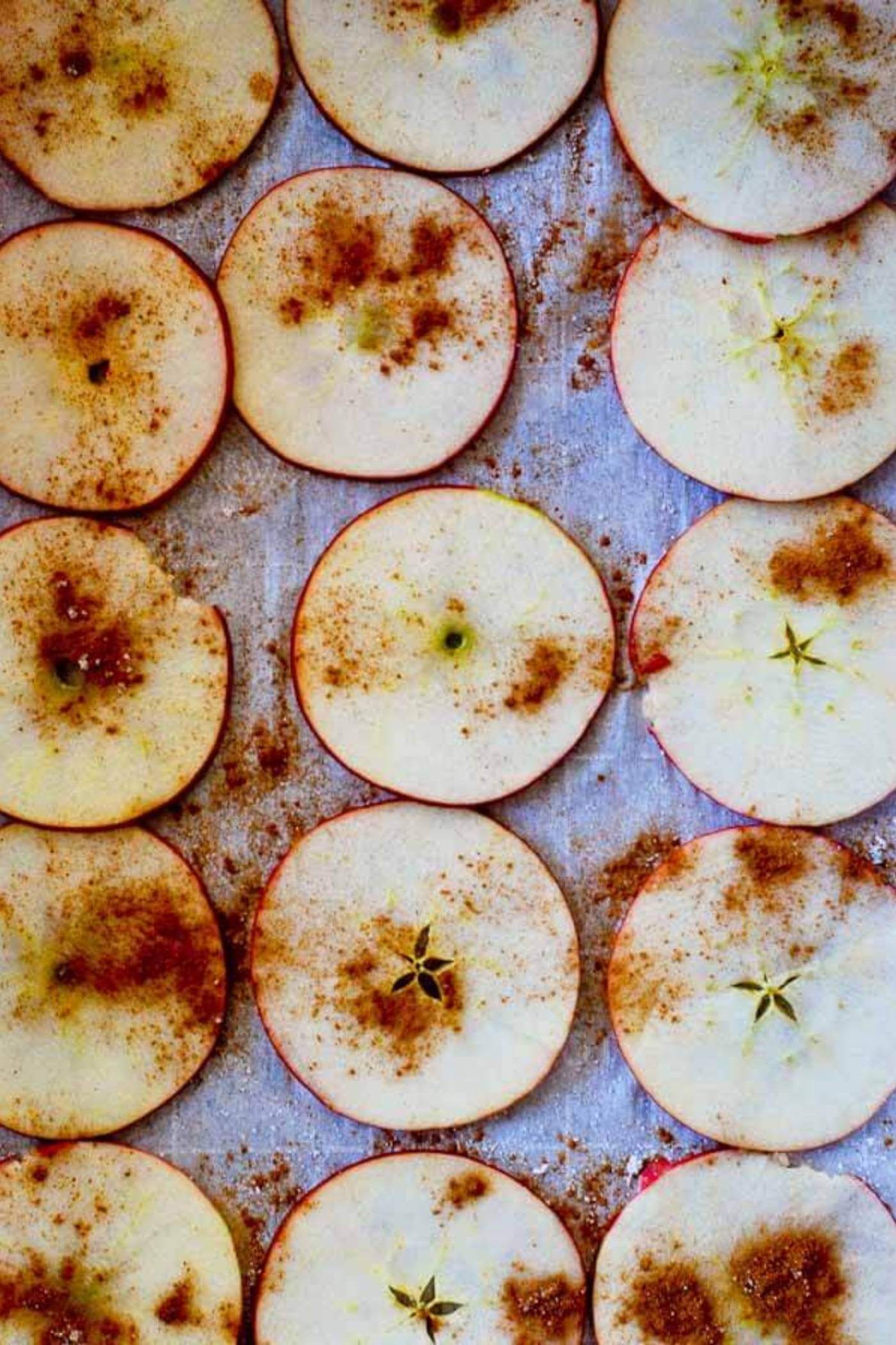 apple slices ready for baking.