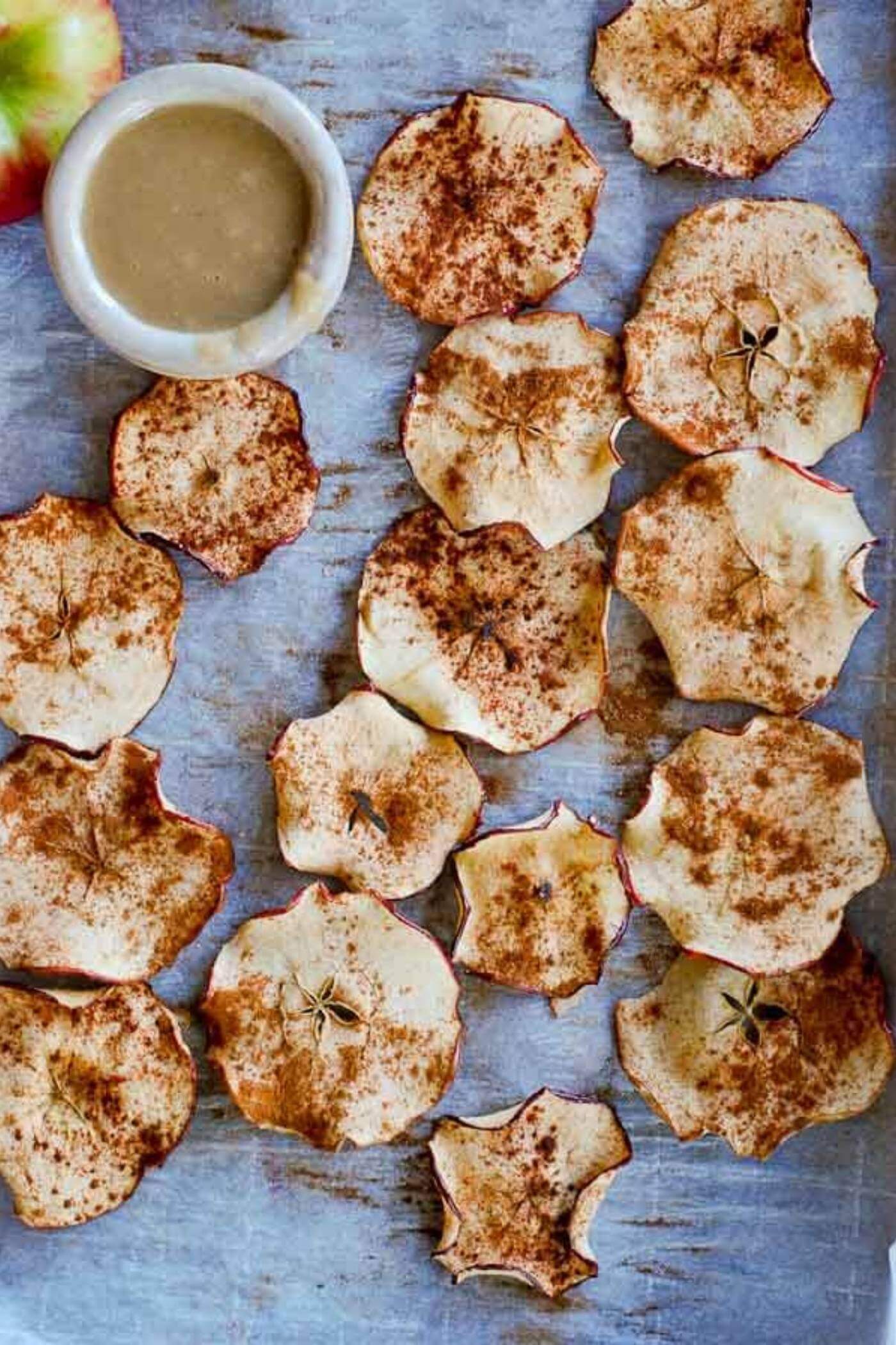 Apple Chips With Maple Tahini Dipping Sauce