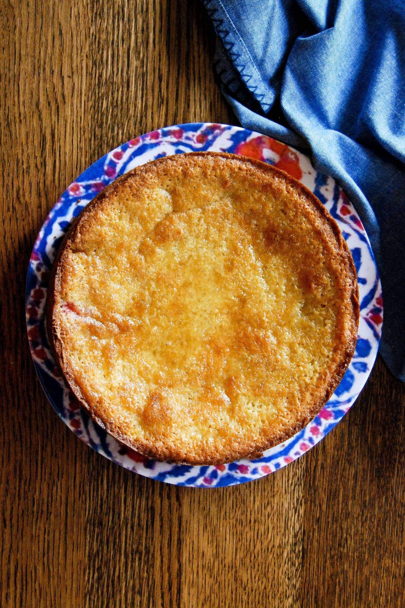 lemon and strawberry cake on plate.