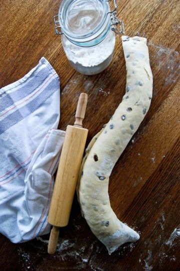 cinnamon raising bread dough rolled