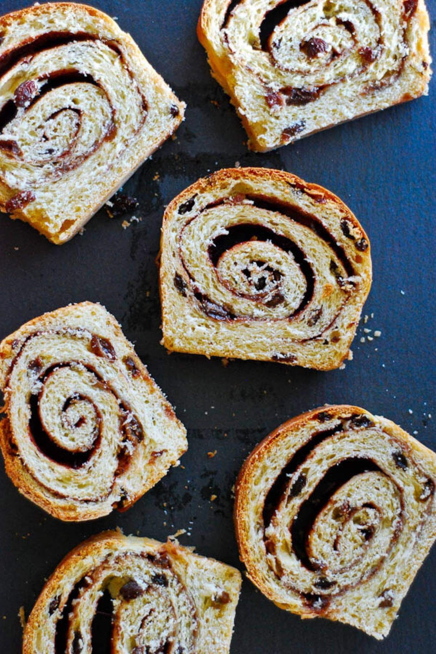 cinnamon raisin bread slices.