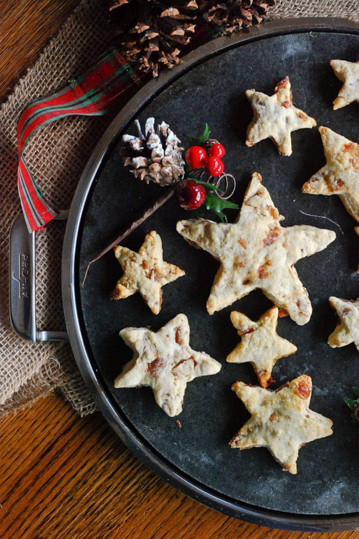 date cookies on tray.