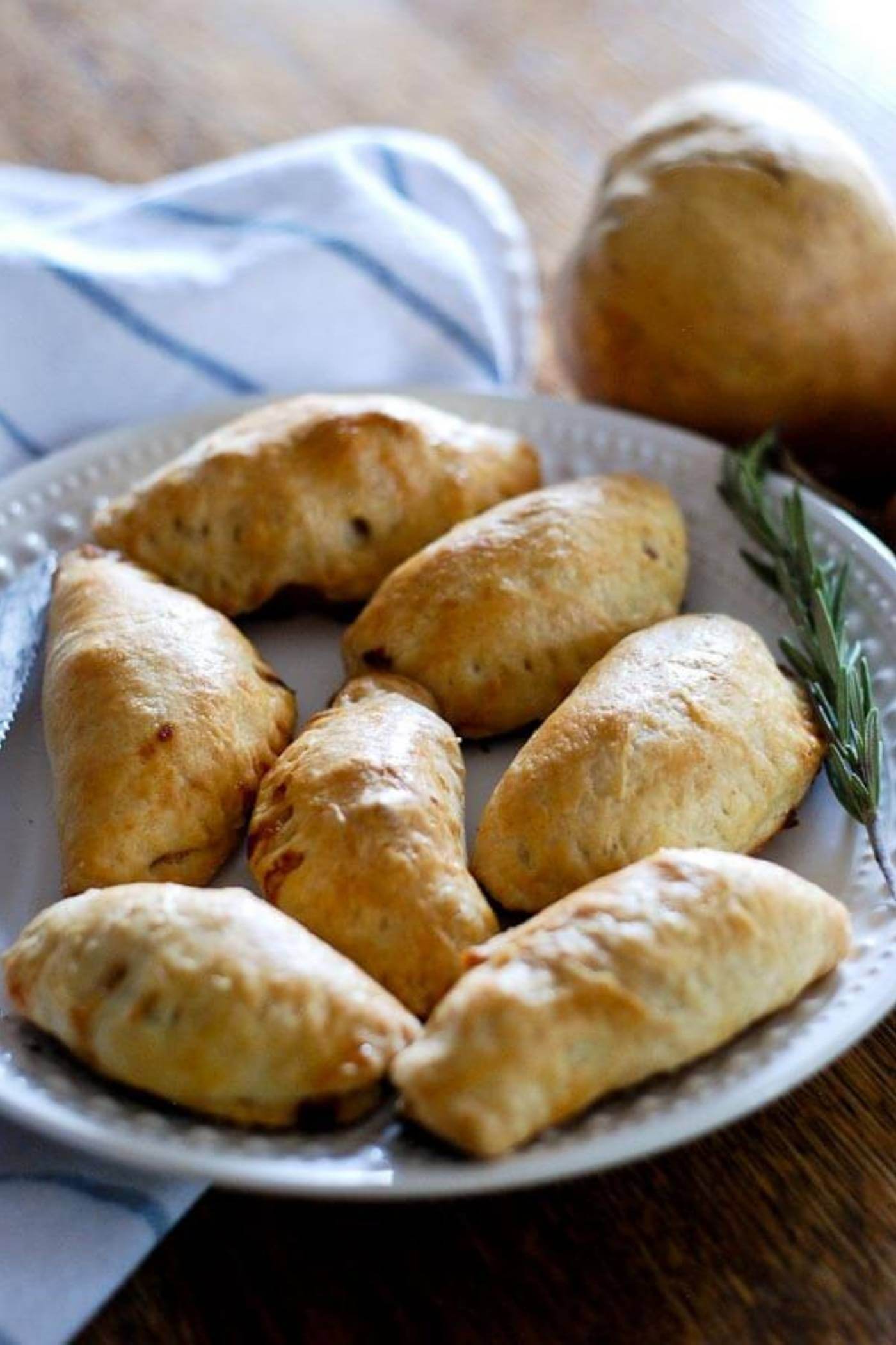 pear and cheddar hand pies on plate.