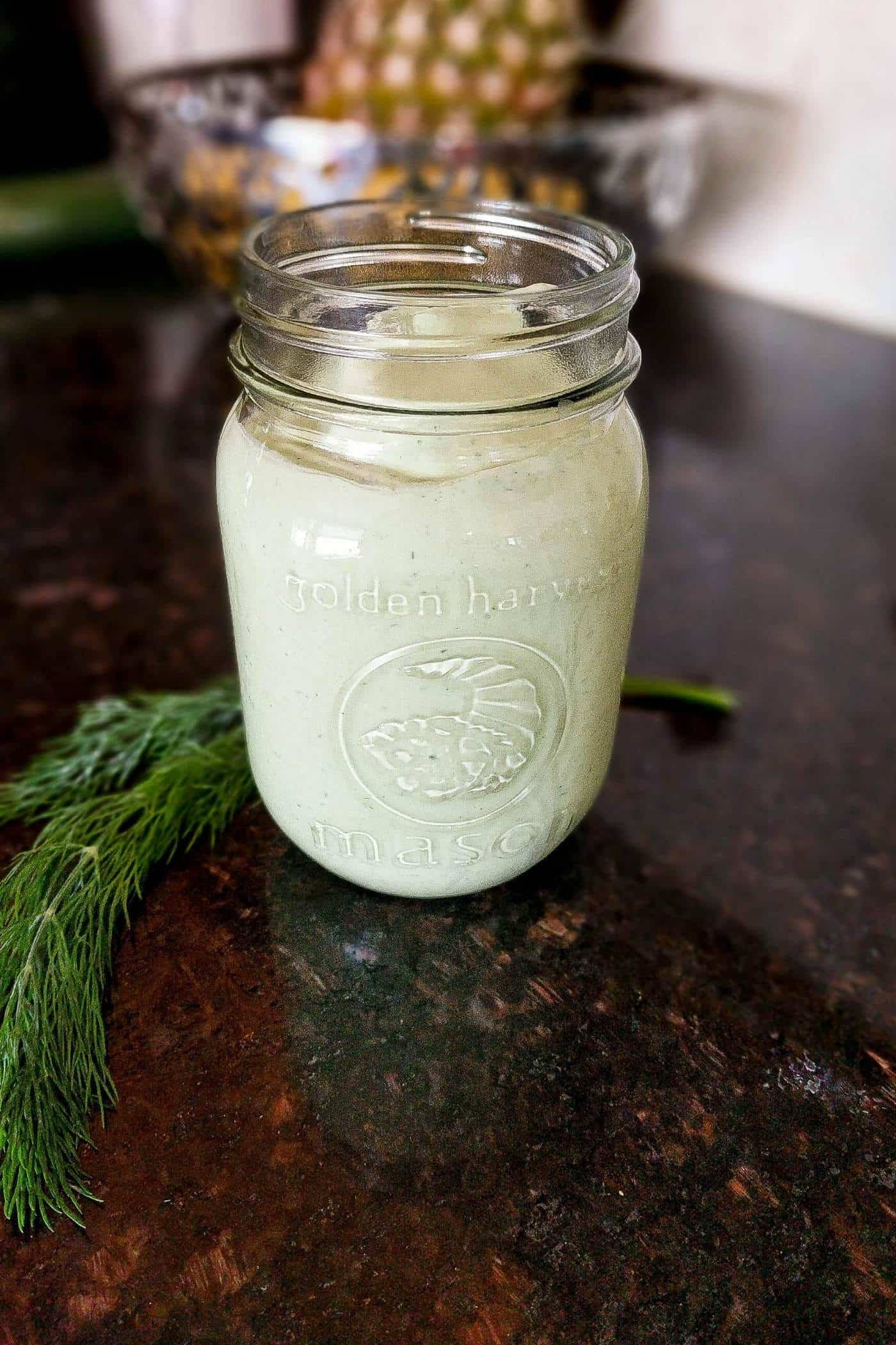 yogurt dressing in jar.