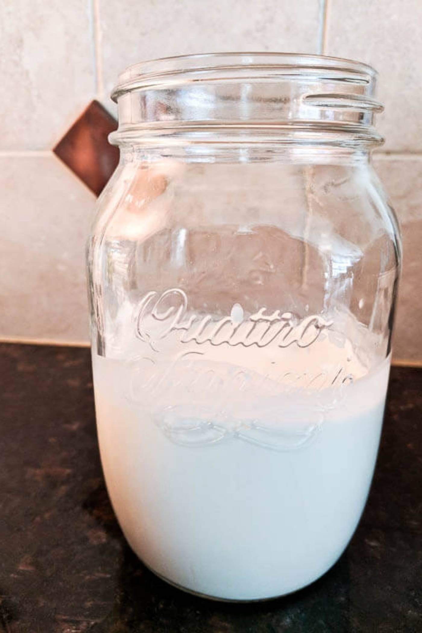 homemade creme fraiche in jar.