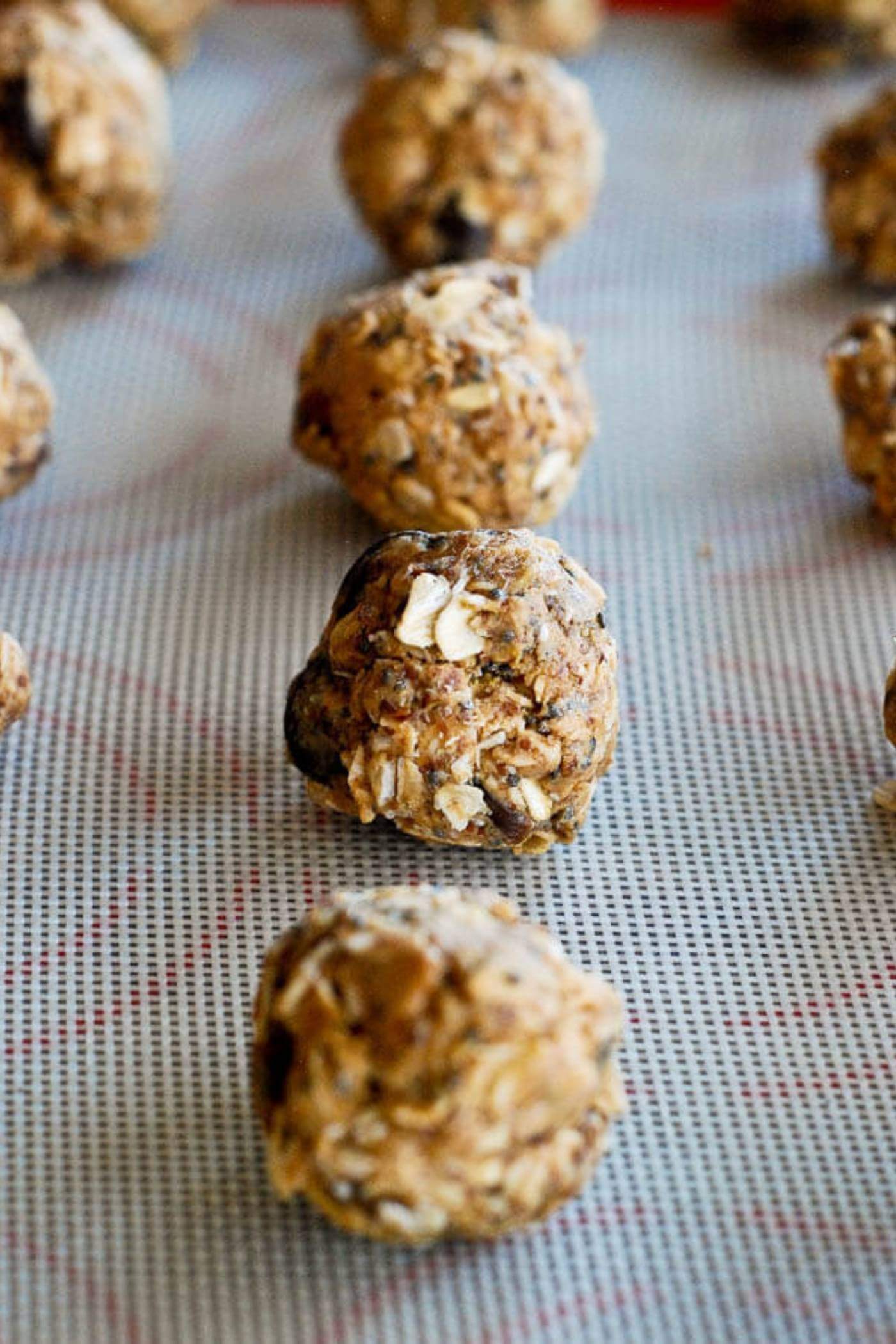 no bake peanut butter balls on tray.