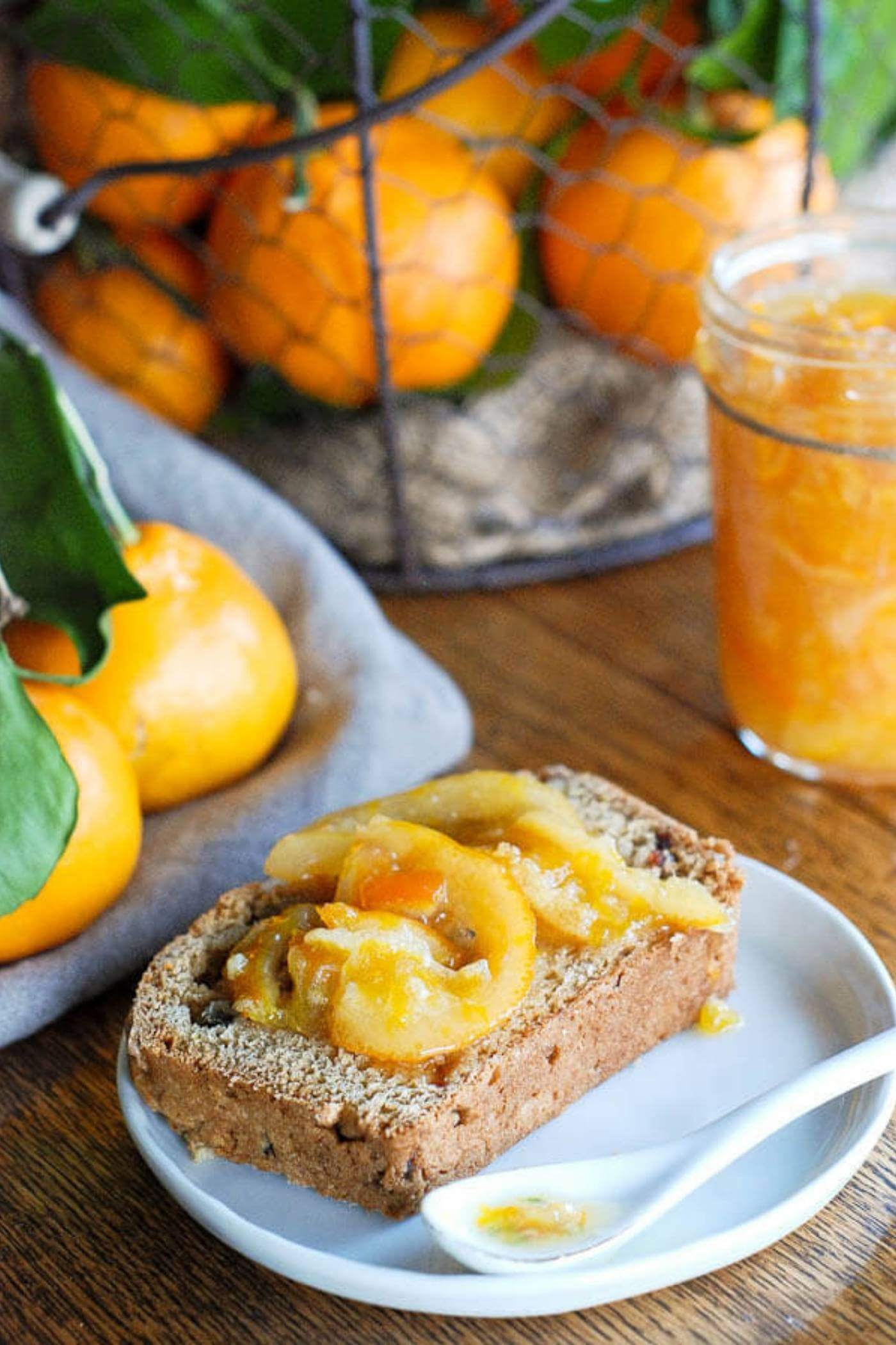 instant pot orange and lemon marmalade on bread.
