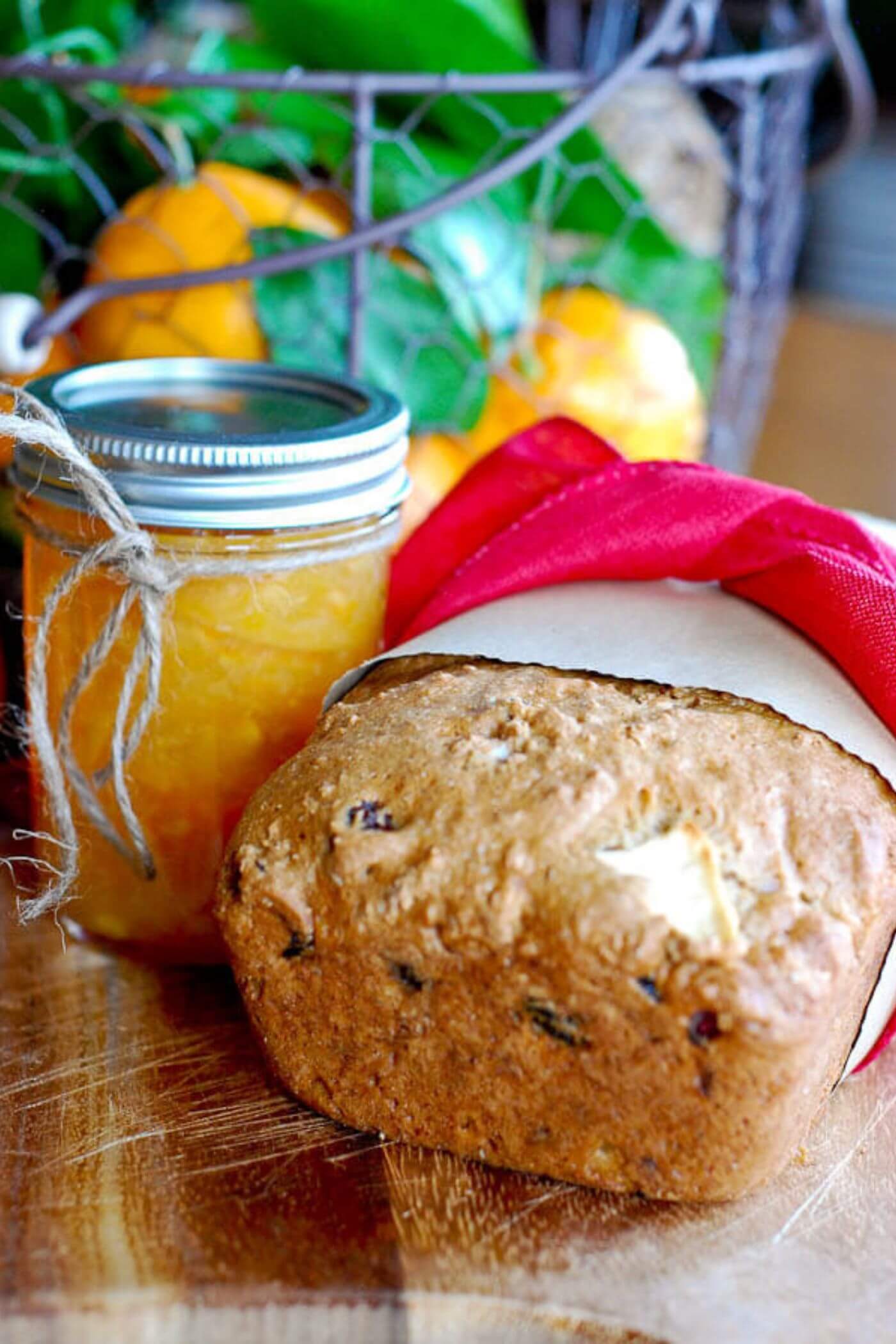 orange lemon marmalade with apple walnut quick bread.