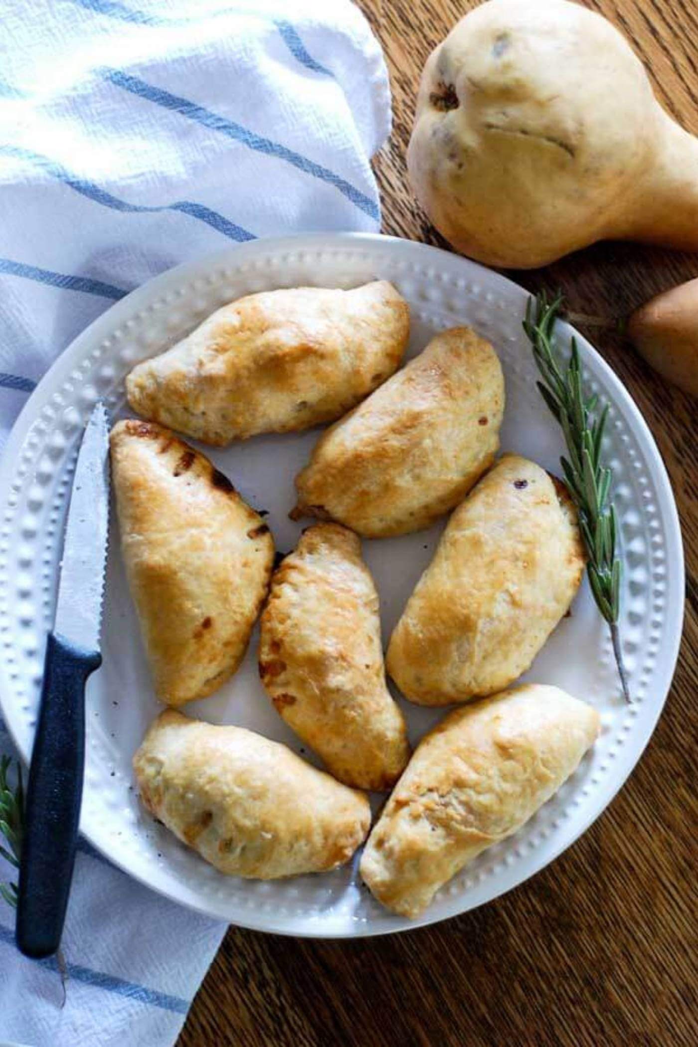 pear and cheddar hand pie on plate.