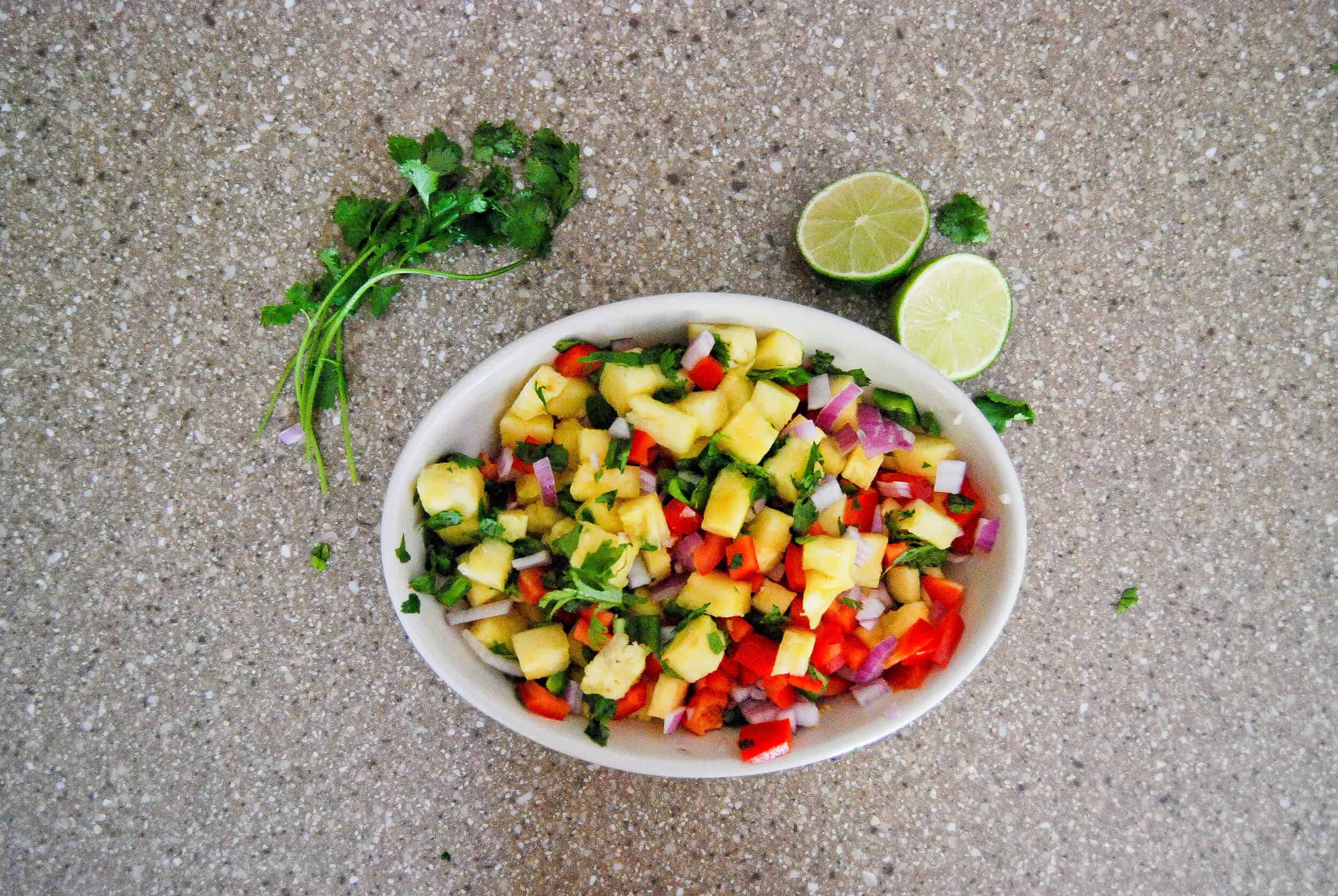 pineapple salsa in bowl.