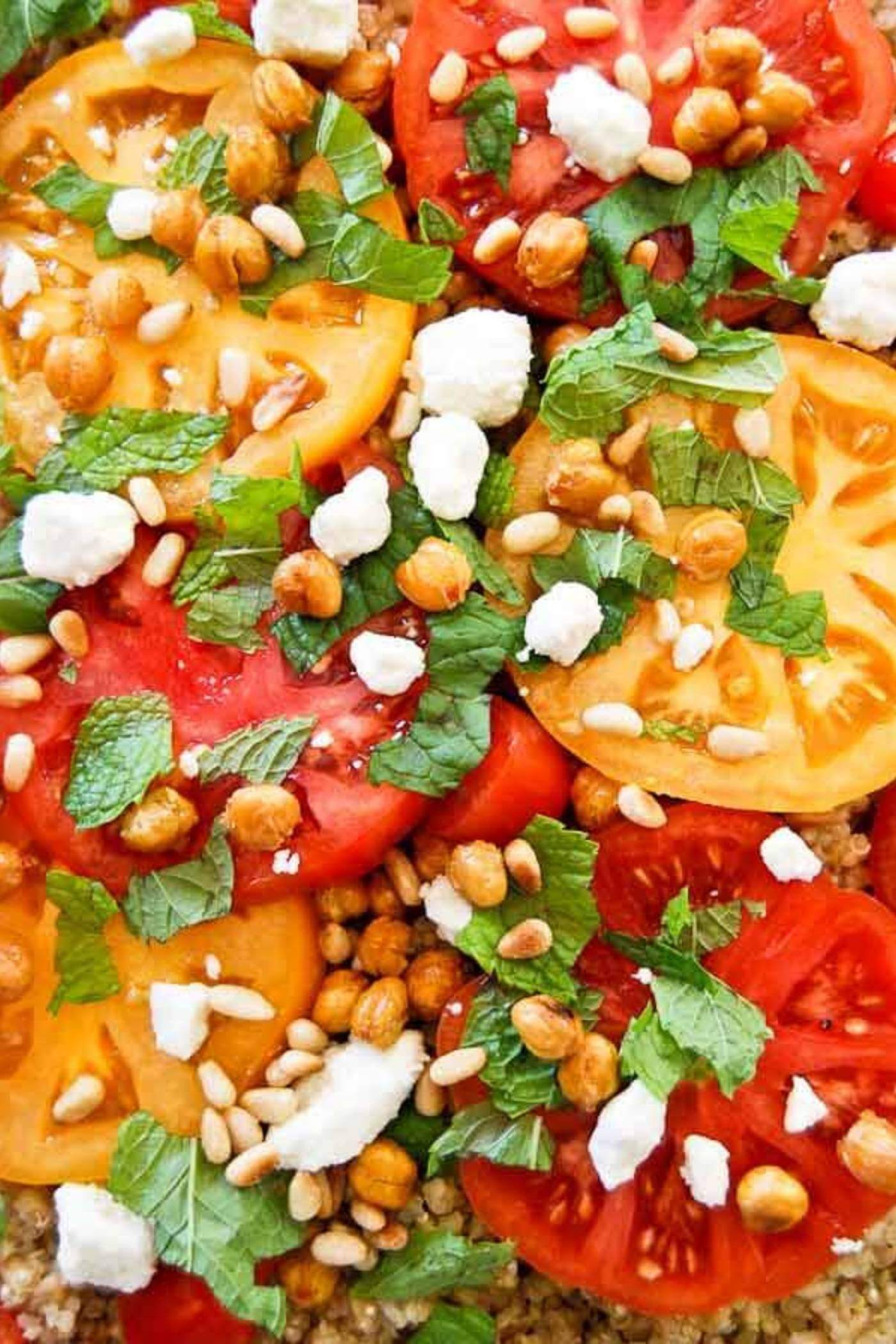 tomato and feta salad with feta.