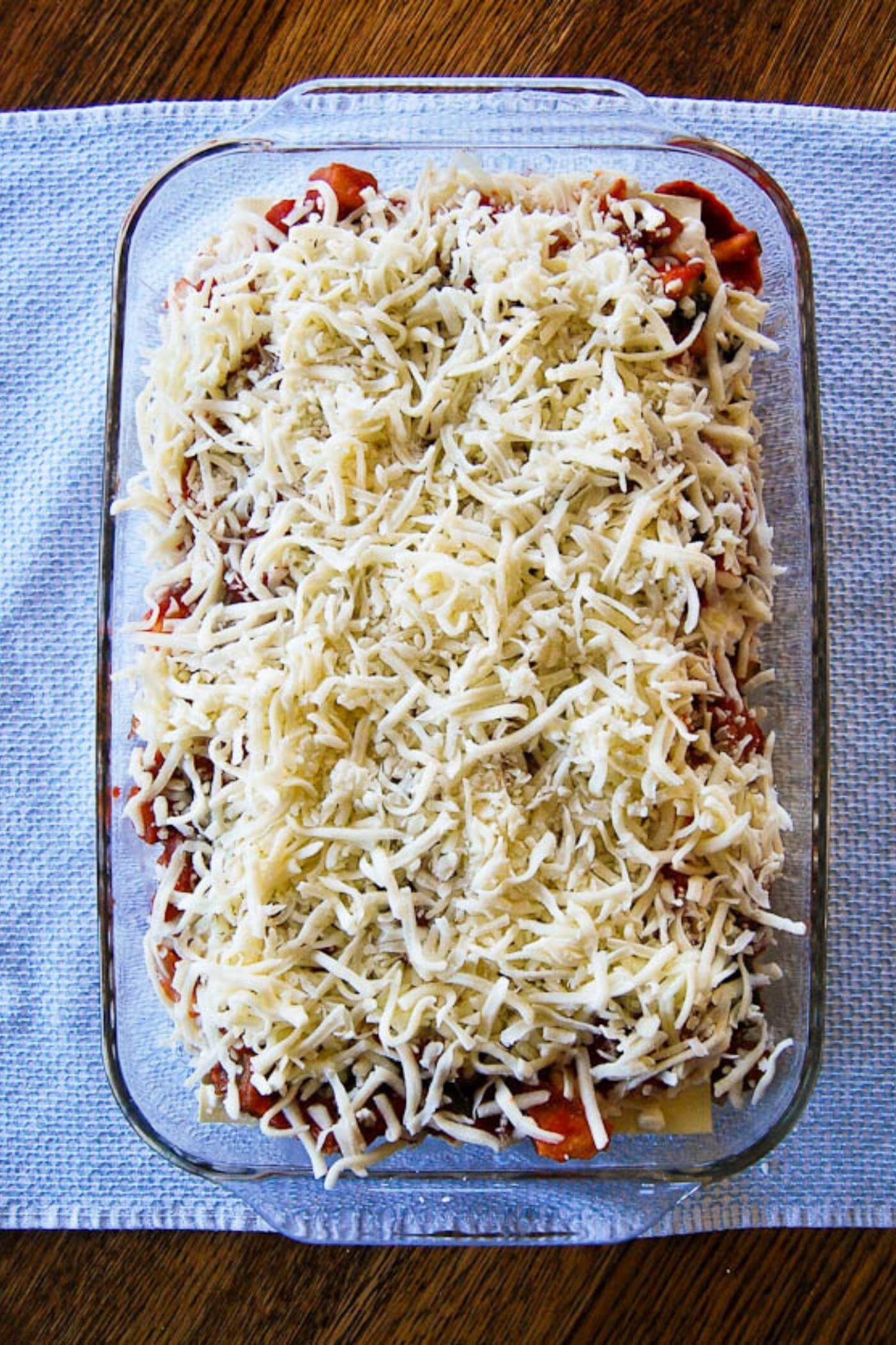 vegetable lasagna assembly - cheese.