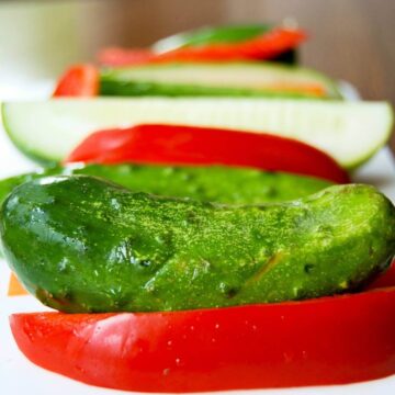 pickling cucumbers on cutting board