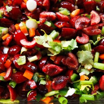 hot cherry salsa close up