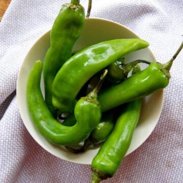 hatch chiles in bowl.