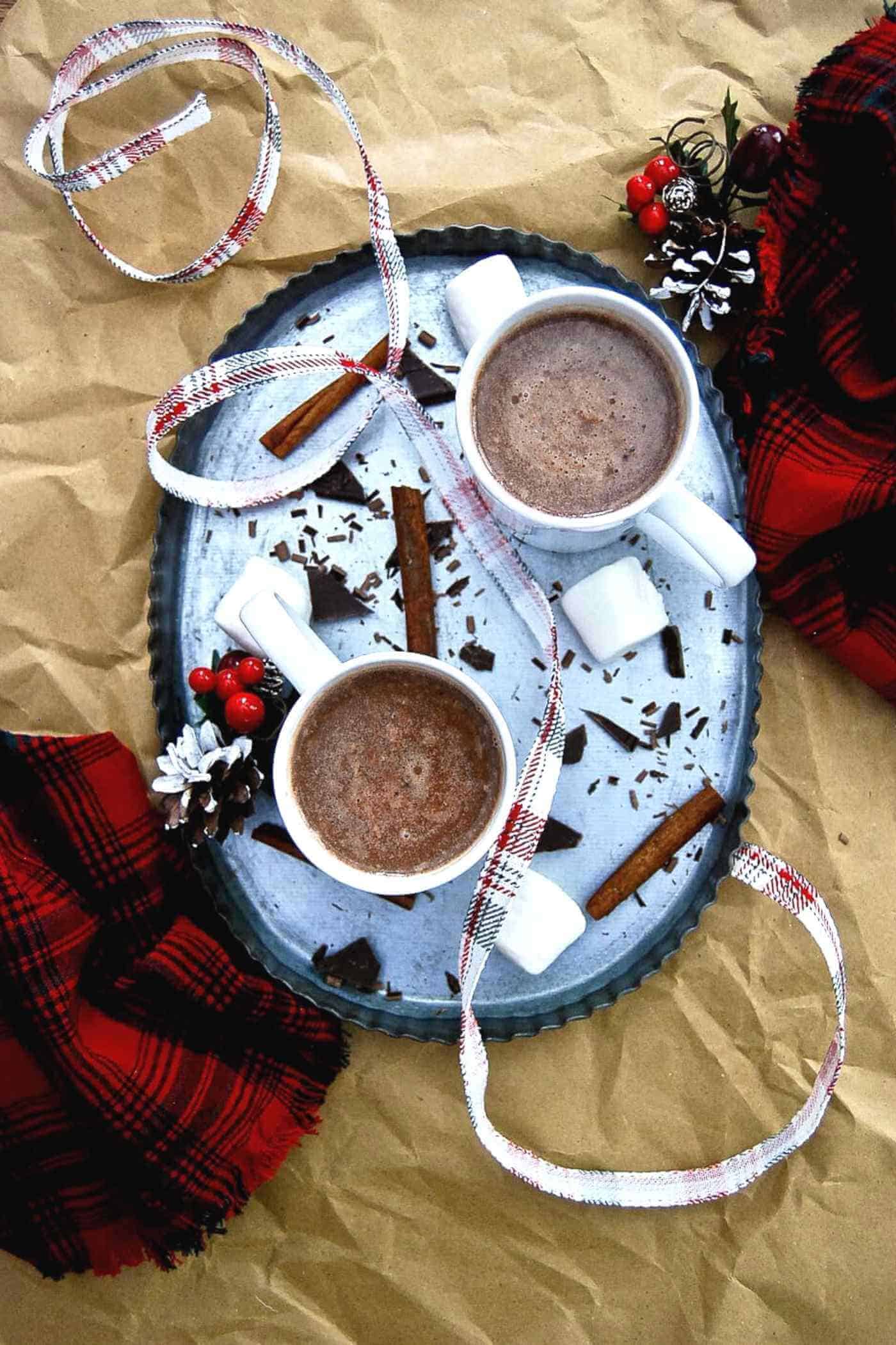 mugs of mexican hot cocolate.