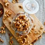salt and pepper cashews in jar.