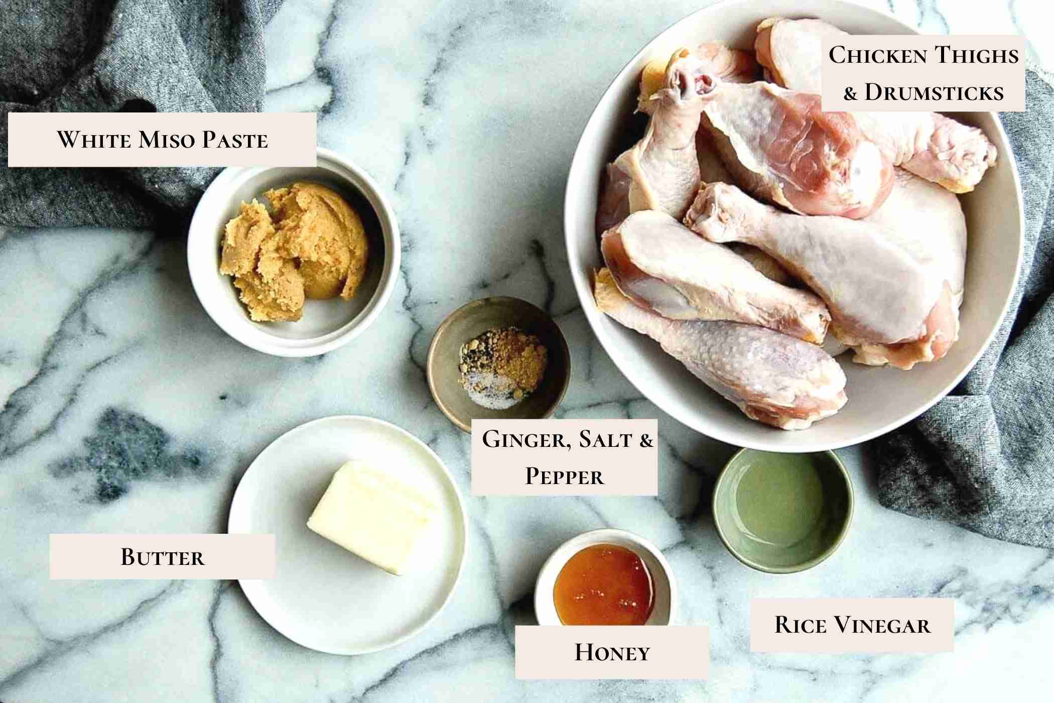 ingredients for miso chicken.