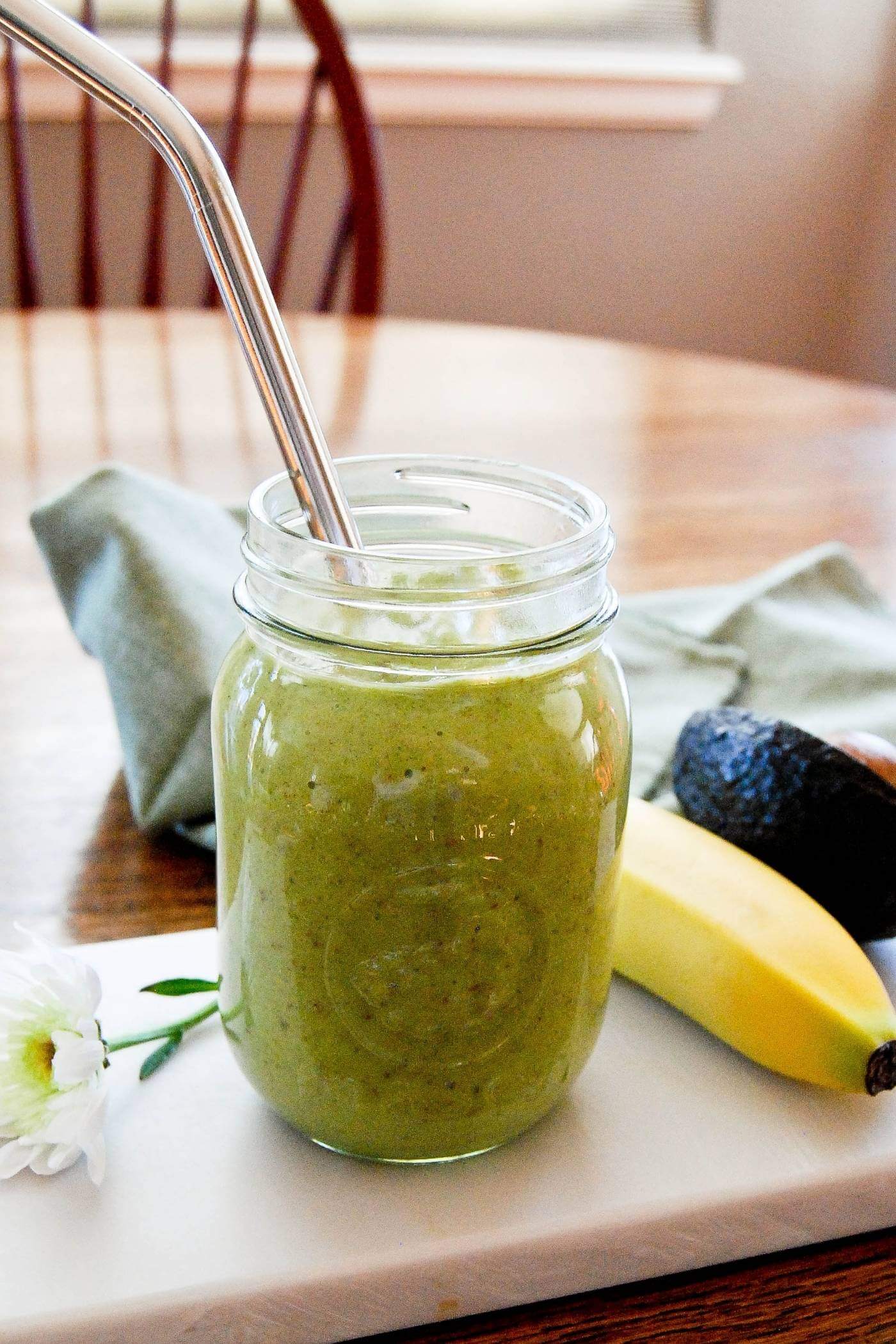 vegan avocado pineapple smoothie.