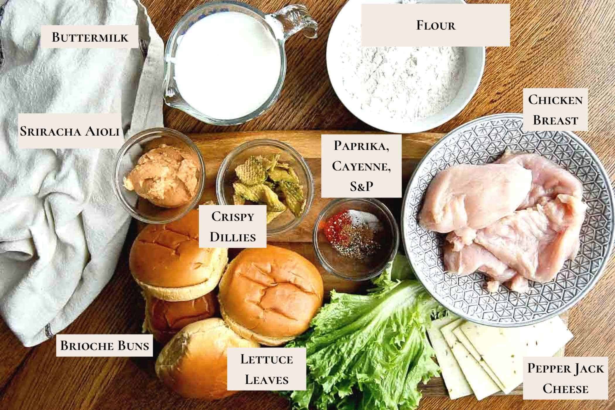 hot honey chicken sandwiches ingredients.