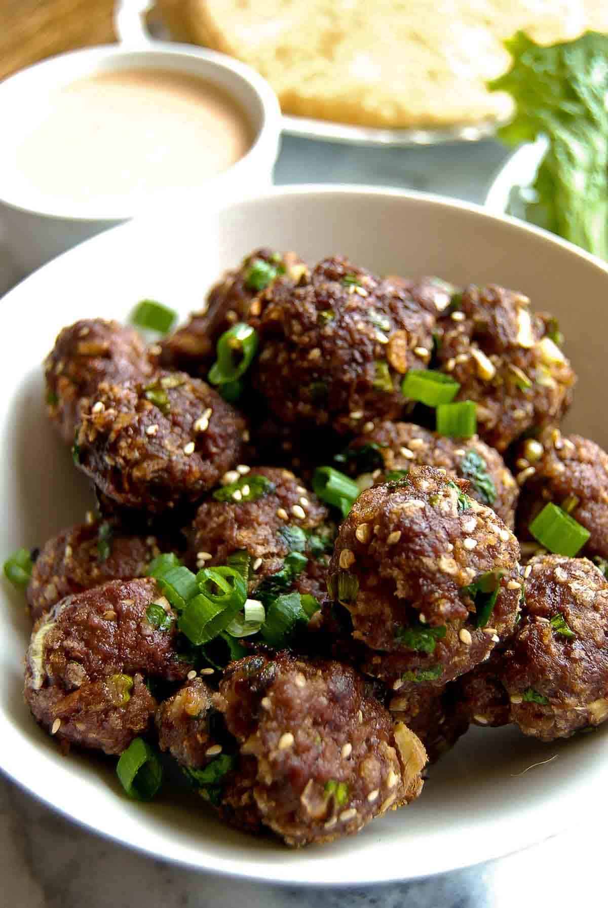 close up of ginger meatballs