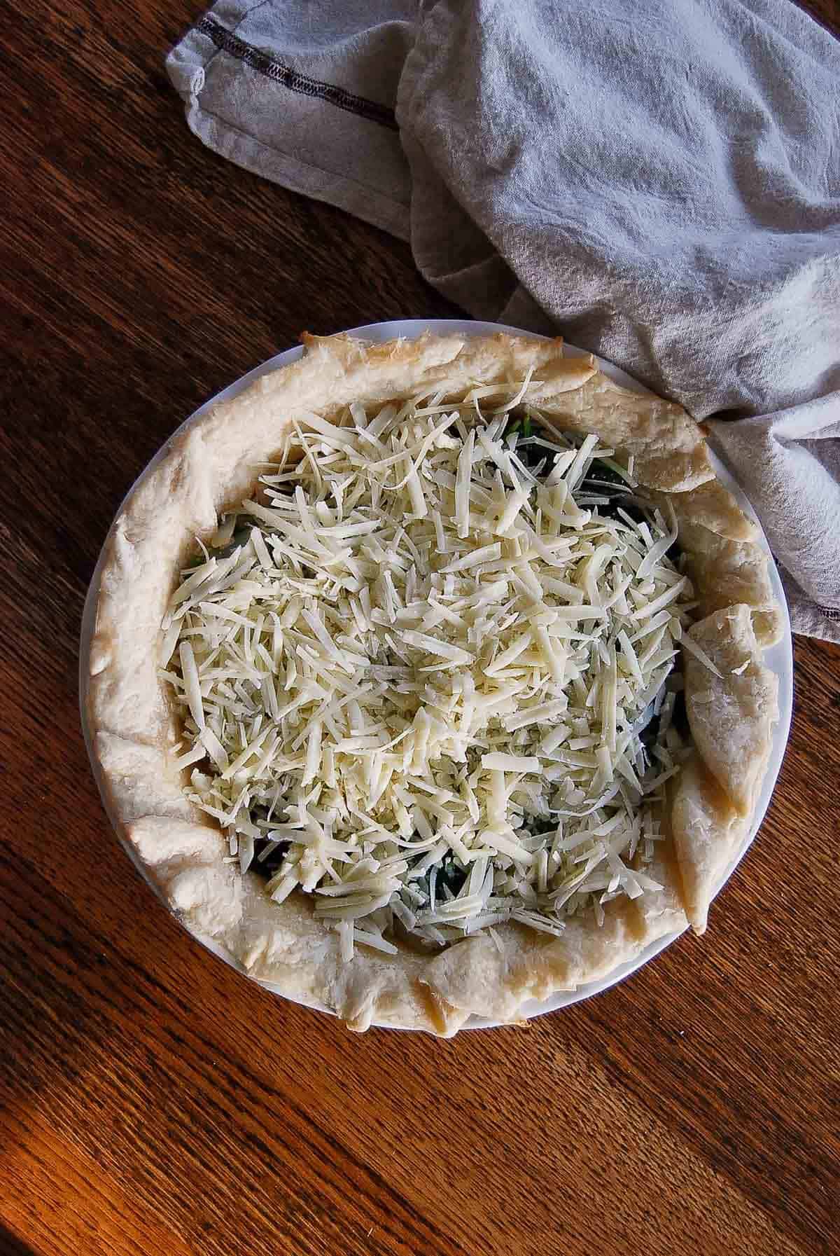quiche florentine with spinach and cheese.