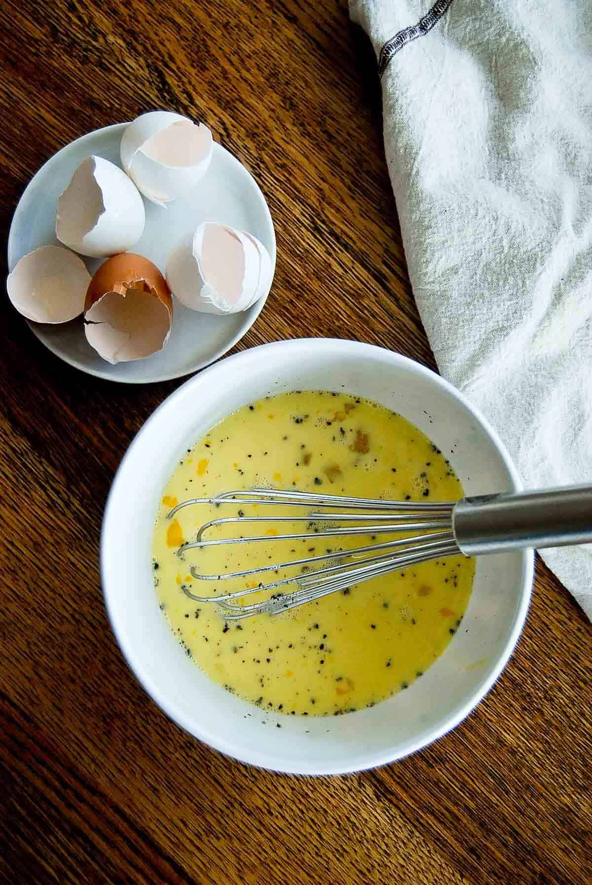 egg and cream mixture.