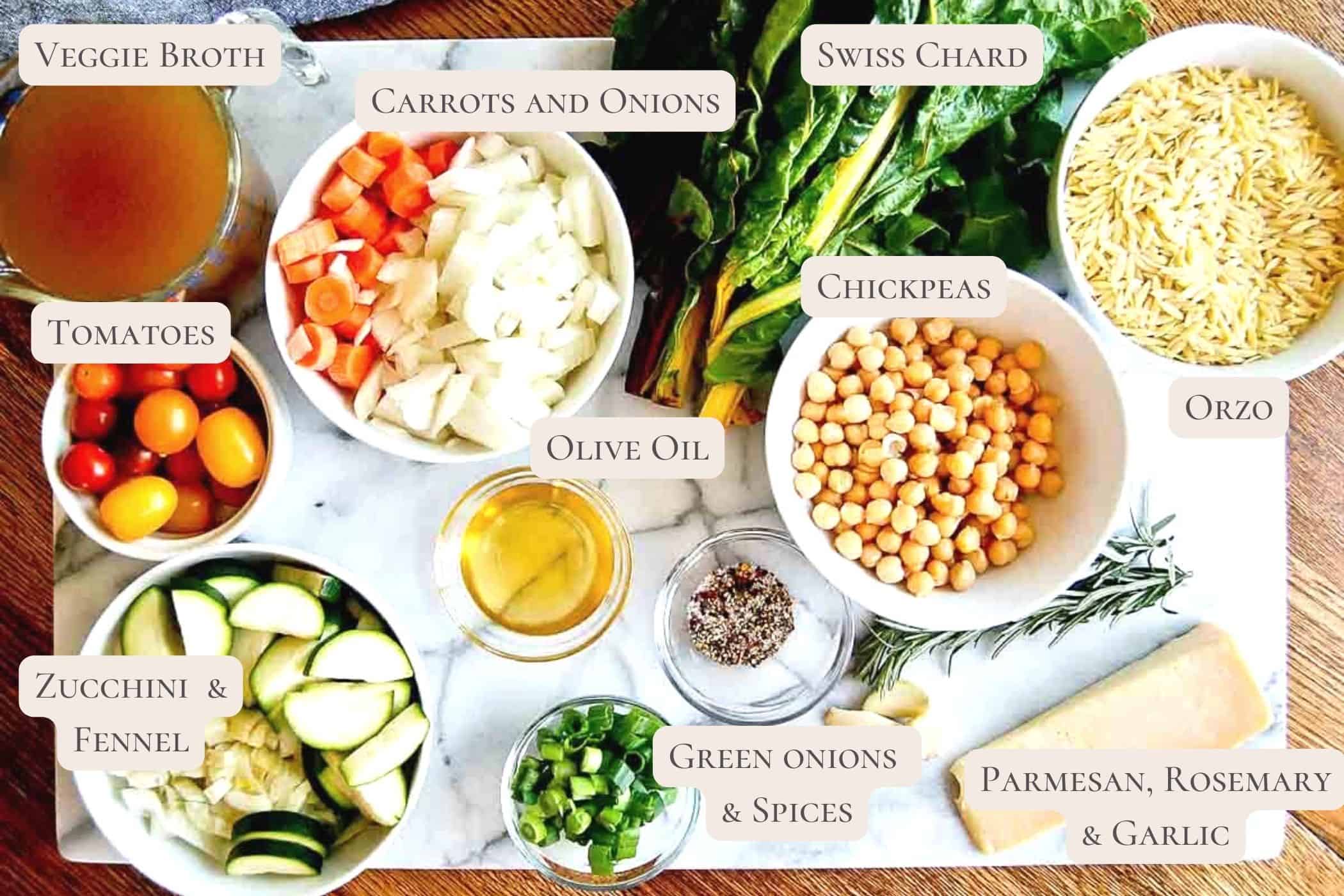 ingredients for chickpea stew.