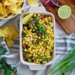 chipotle corn salsa with roasted chili in bowl