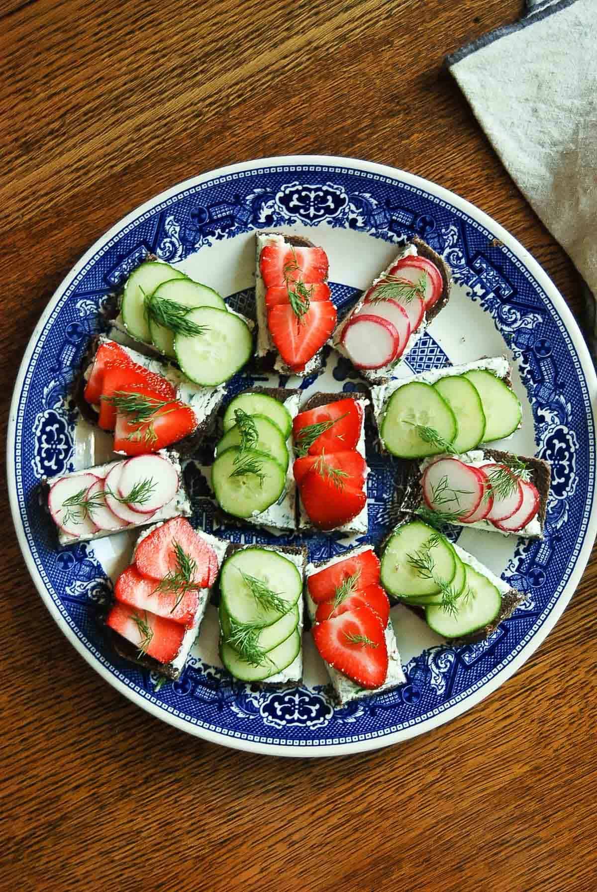 open faced cucumber sandwiches.