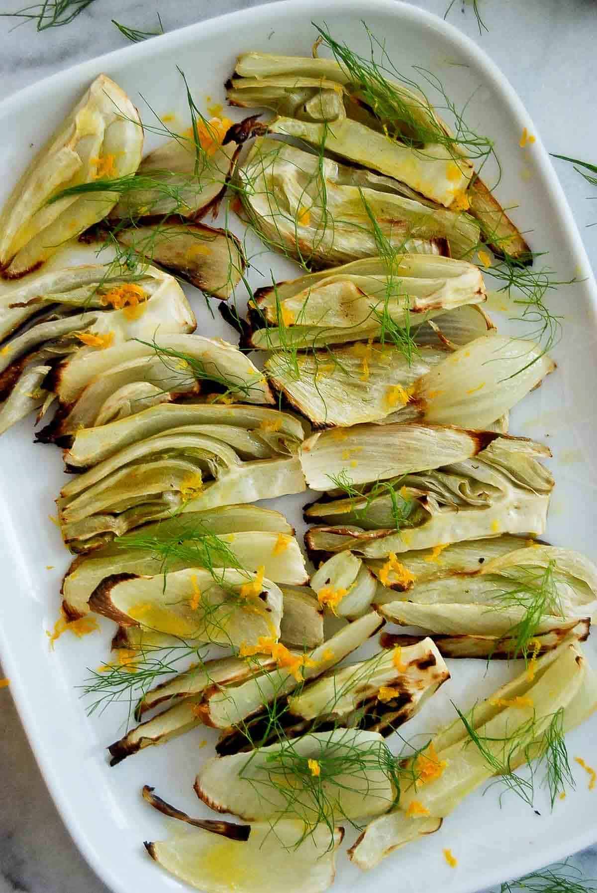 close up of roasted fennel citrus salad.