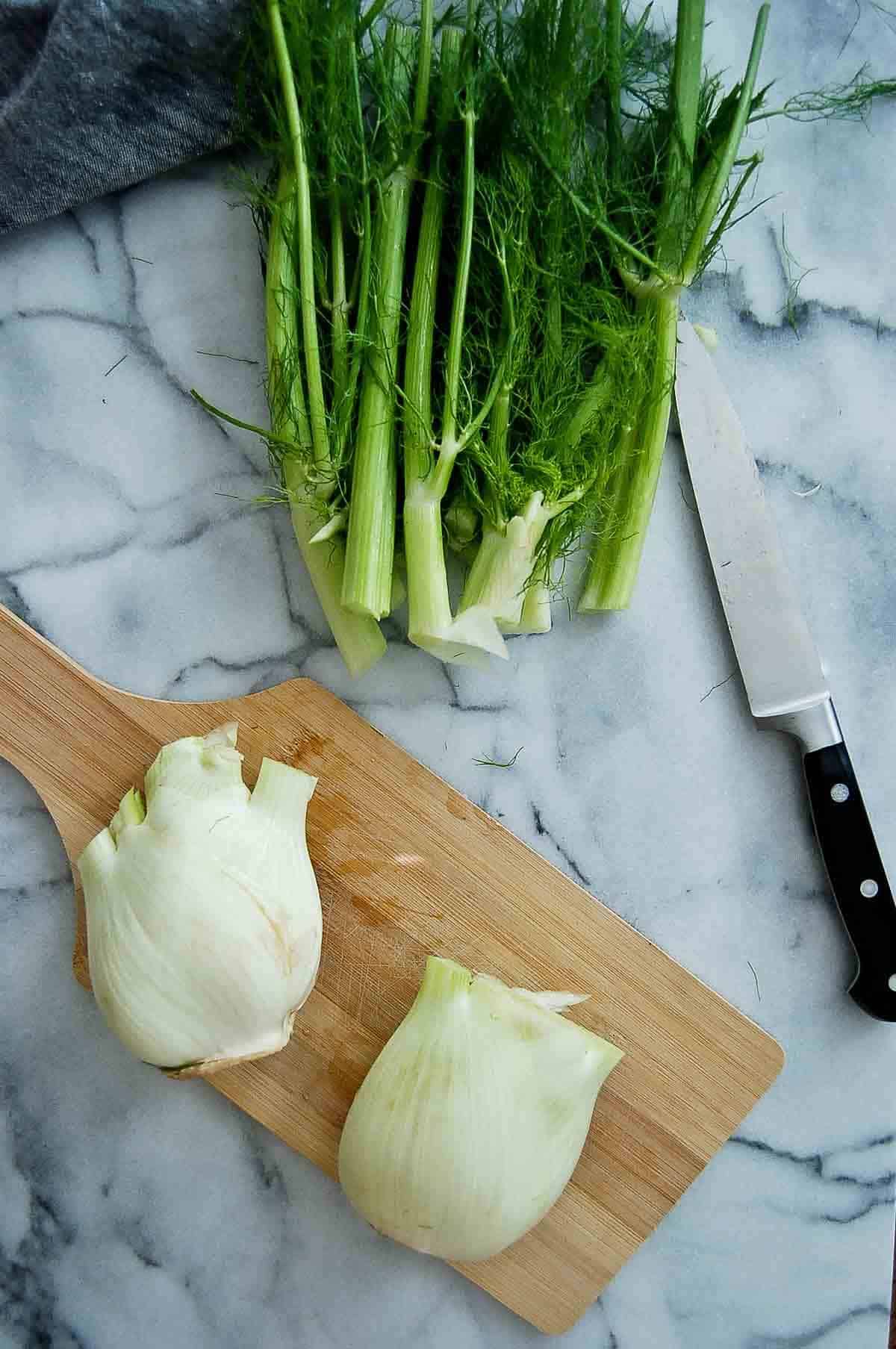 fennel bulbs with stalks removed.