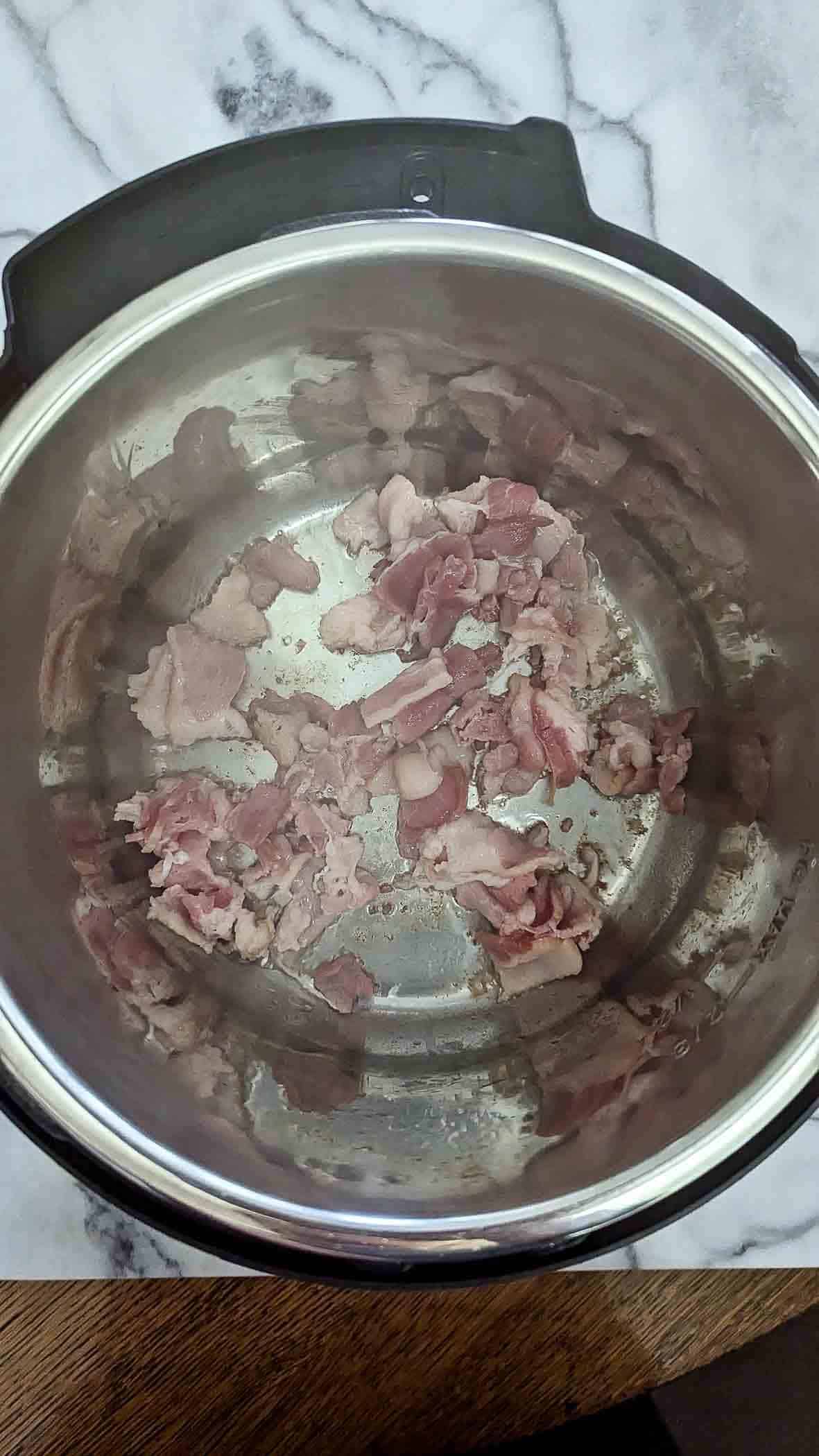 bacon crumbles in crock pot.