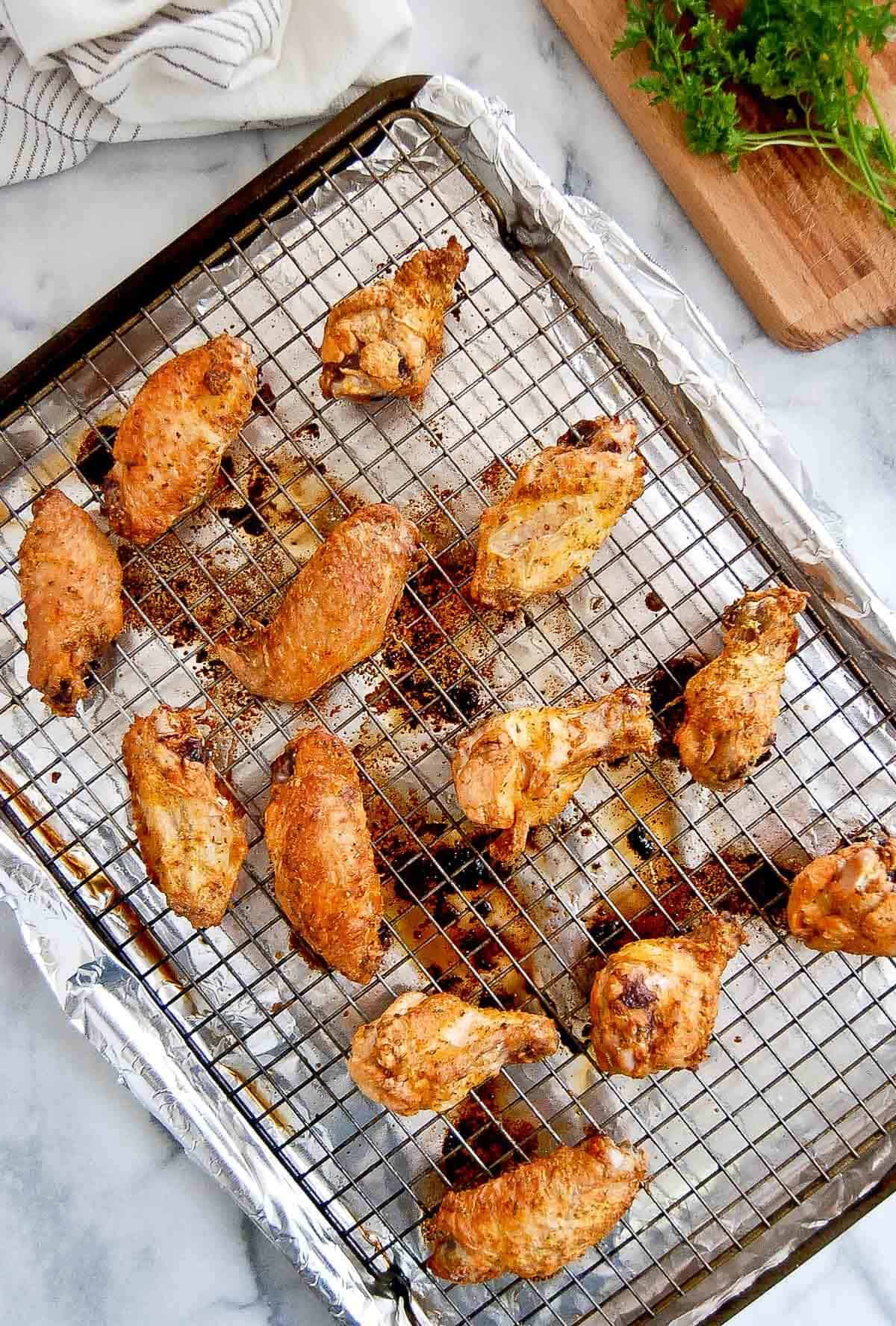partially baked chicken wings, before sauce is added.