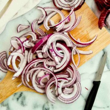 sliced onions for fajitas.